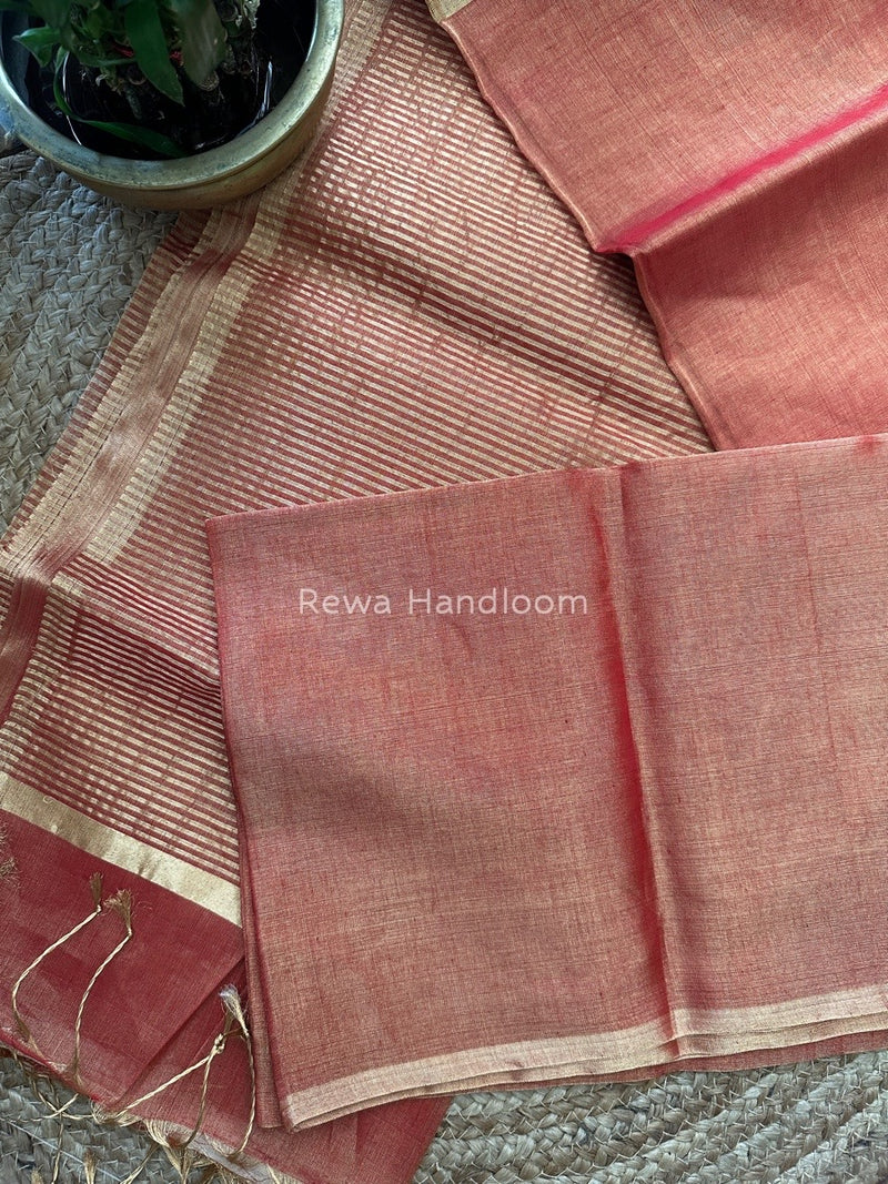 Maheshwari Red Tissue Saree TS018