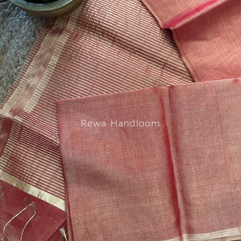 Maheshwari Red Tissue Saree TS018