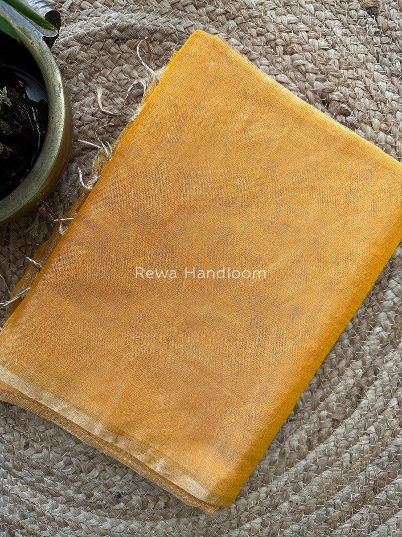 Maheshwari Golden Yellow Tissue Saree TS02