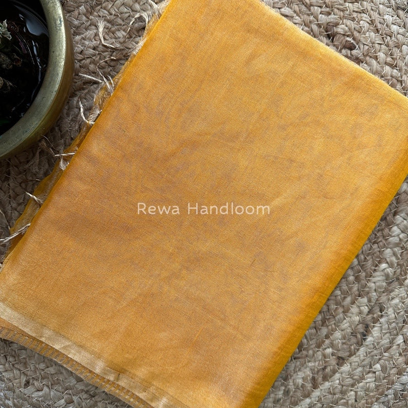 Maheshwari Golden Yellow Tissue Saree TS02