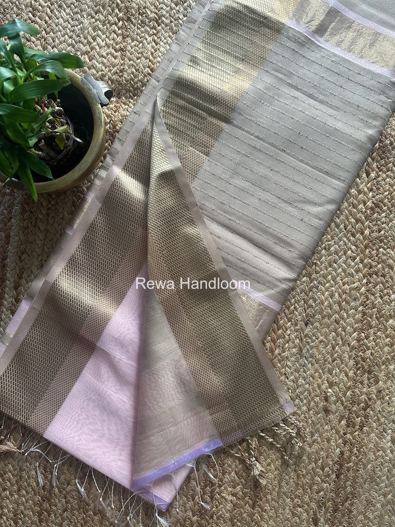 Maheshwari Baby Pink Resham Thread Border Saree RTS080