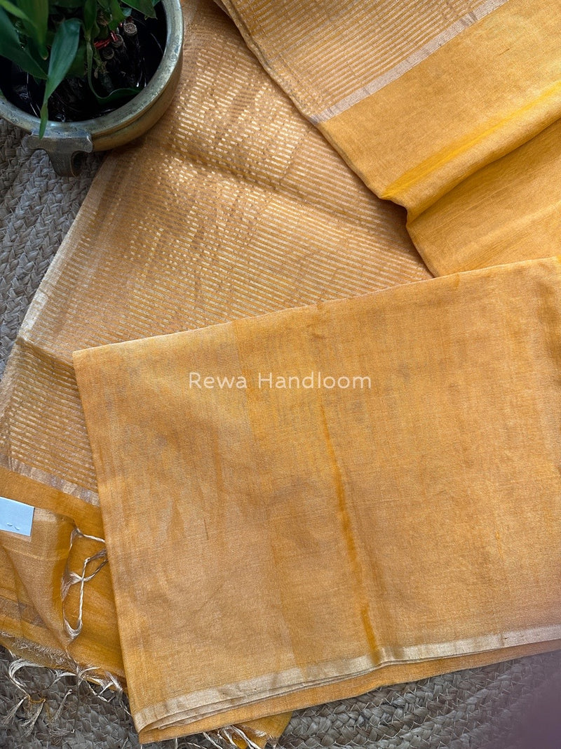 Maheshwari Golden Yellow Tissue Saree TS02