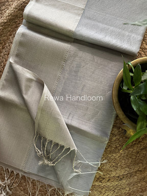 Maheshwari Grey Silver Zari Saree-SS04