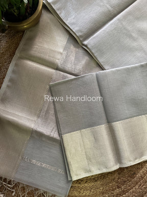 Maheshwari Grey Silver Zari Saree-SS04