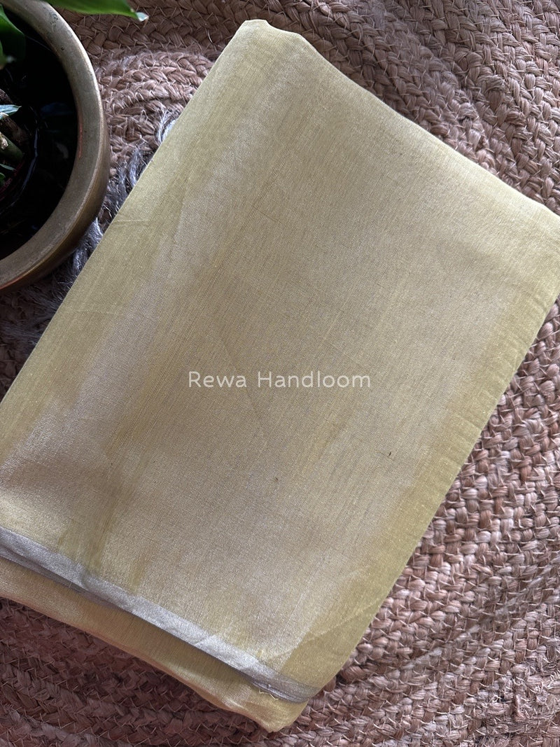 Maheshwari Lemon Yellow Silver Tissue Saree TSS018