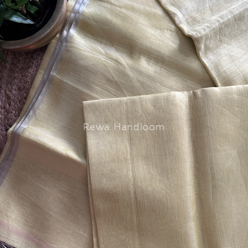 Maheshwari Lemon Yellow Silver Tissue Saree TSS018