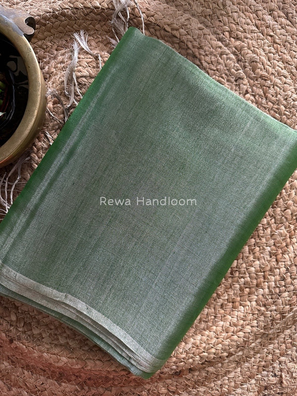 Maheshwari Dark Green Silver Tissue Saree TSS017