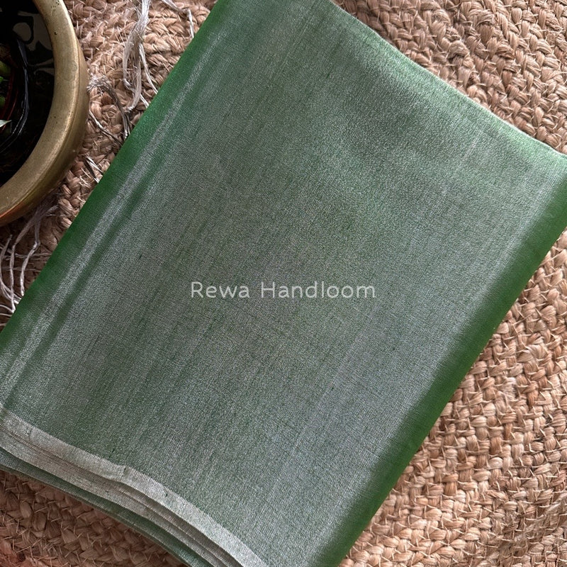 Maheshwari Dark Green Silver Tissue Saree TSS017
