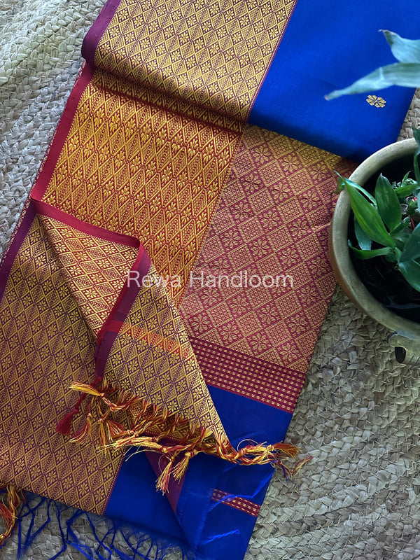 Maheshwari Dark Blue Heavy Pallu Saree-RPS02