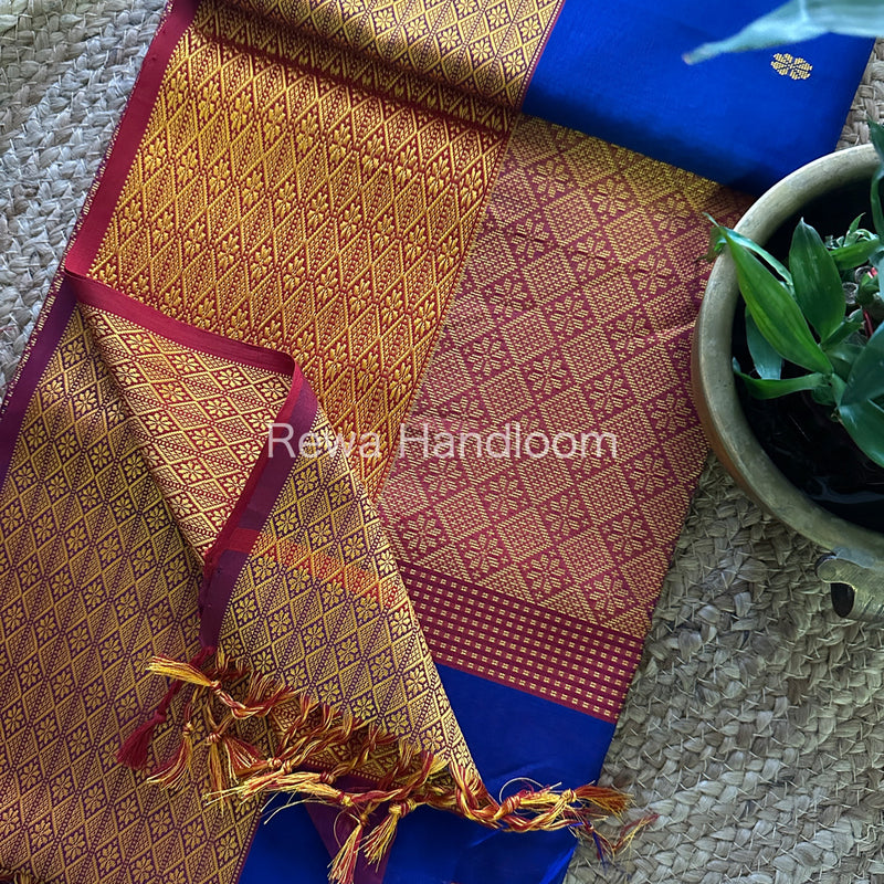 Maheshwari Dark Blue Heavy Pallu Saree-RPS02