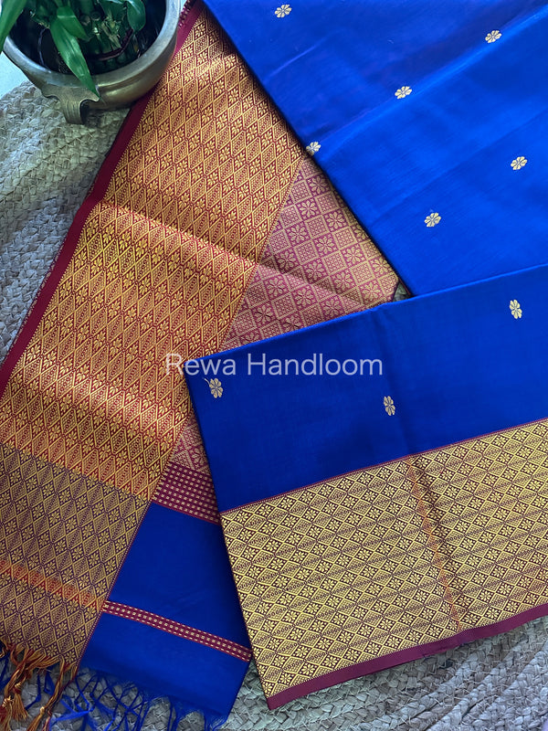 Maheshwari Dark Blue Heavy Pallu Saree-RPS02