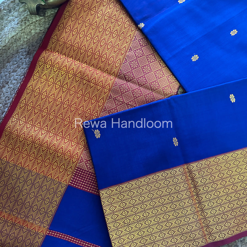 Maheshwari Dark Blue Heavy Pallu Saree-RPS02