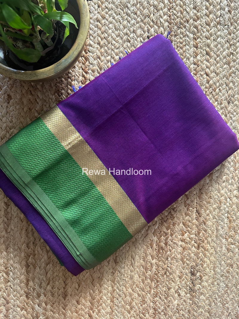 Maheshwari Violet Resham Thread Border Saree RTS078