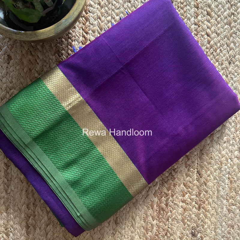 Maheshwari Violet Resham Thread Border Saree RTS078