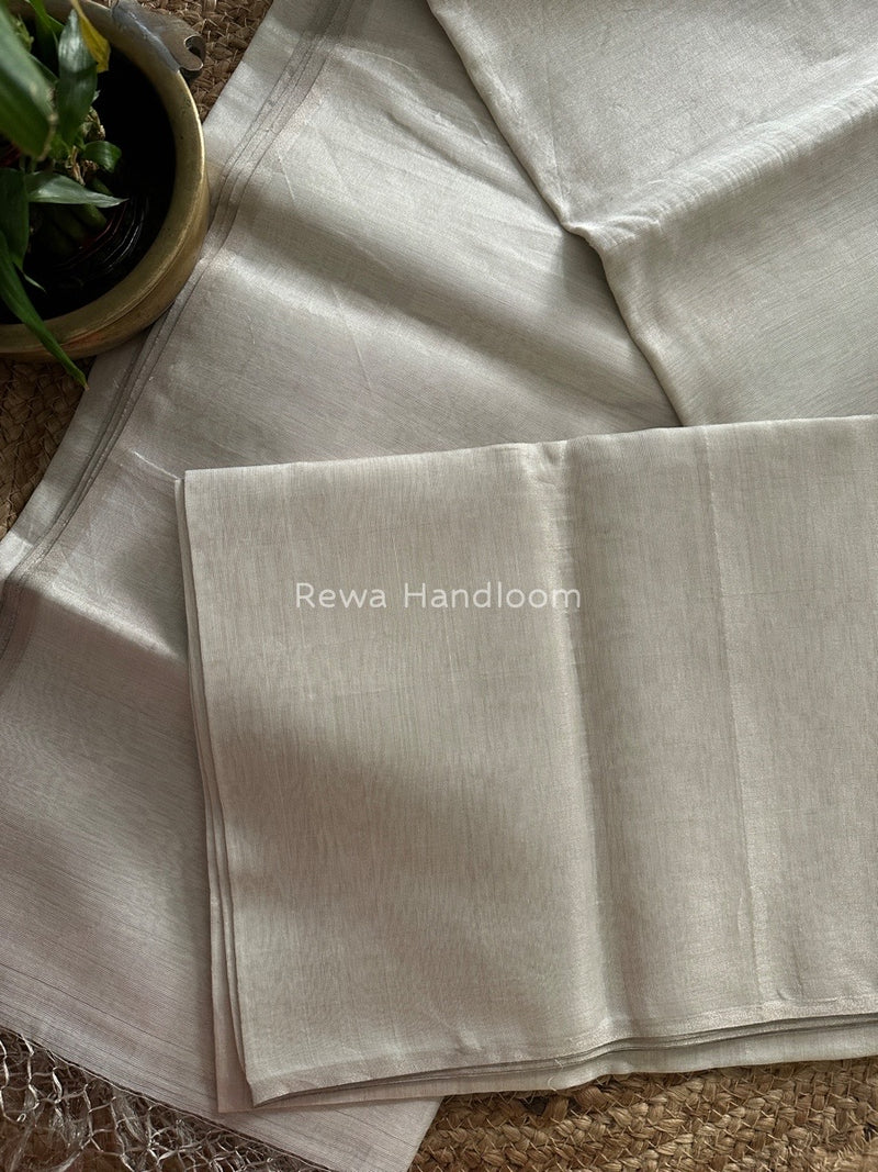 Maheshwari Off White Silver Tissue Saree TSS015