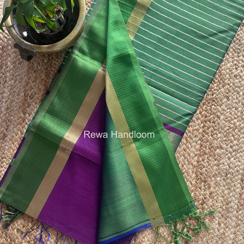 Maheshwari Violet Resham Thread Border Saree RTS078