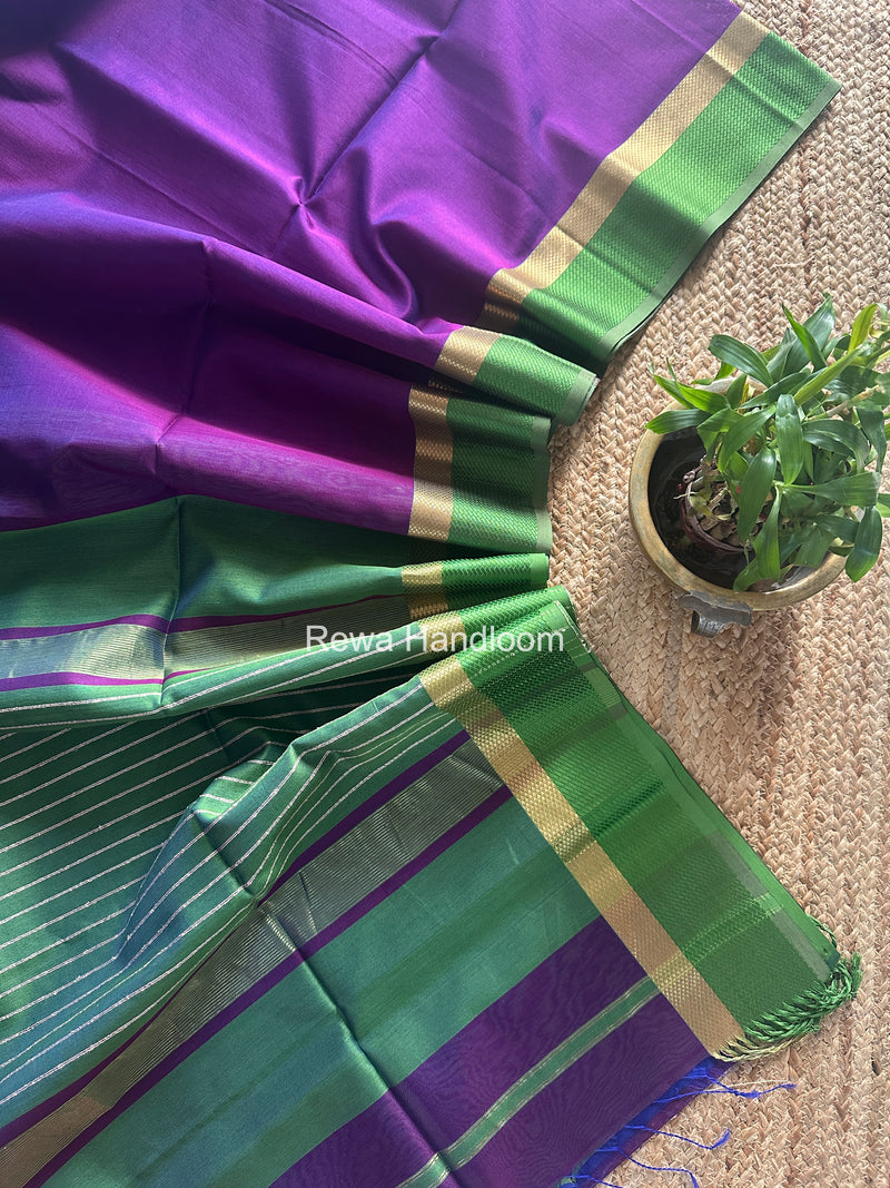 Maheshwari Violet Resham Thread Border Saree RTS078
