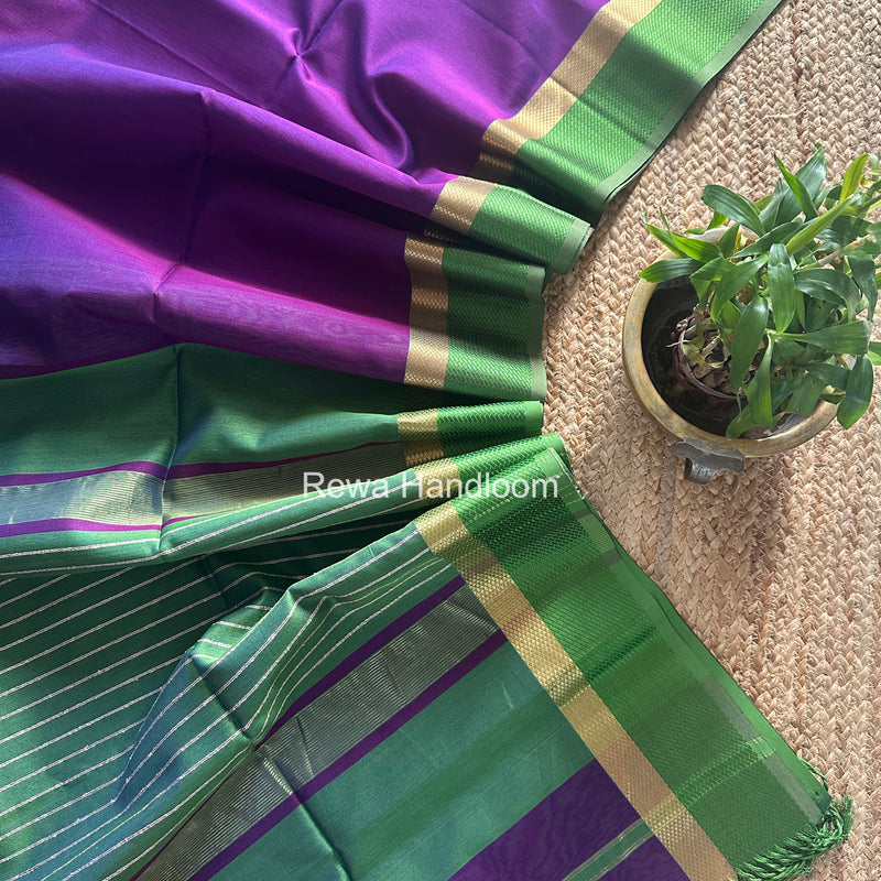 Maheshwari Violet Resham Thread Border Saree RTS078