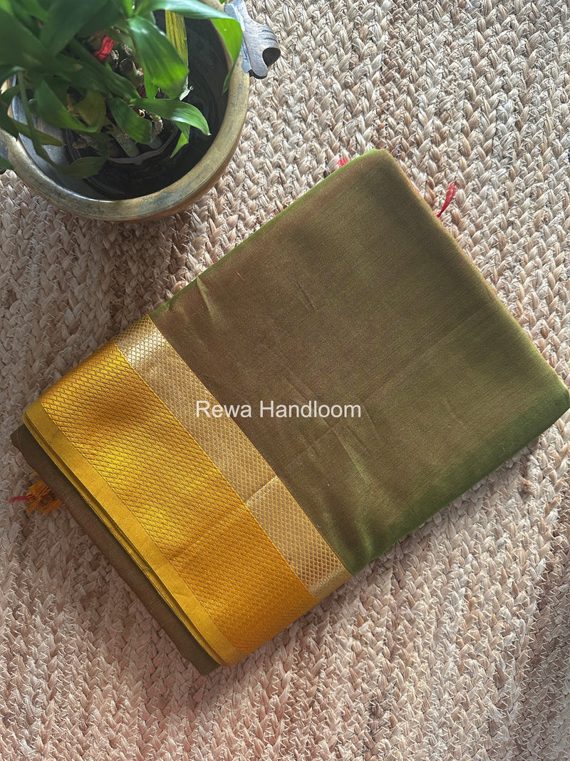 Maheshwari Mehendi Green Resham Thread Border Saree RTS083
