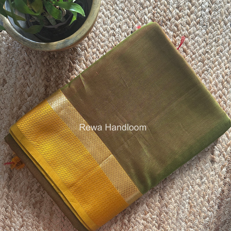 Maheshwari Mehendi Green Resham Thread Border Saree RTS083