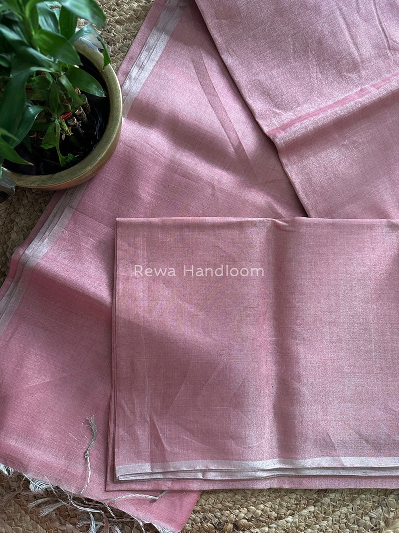 Maheshwari Baby Pink Silver Tissue Saree TSS013