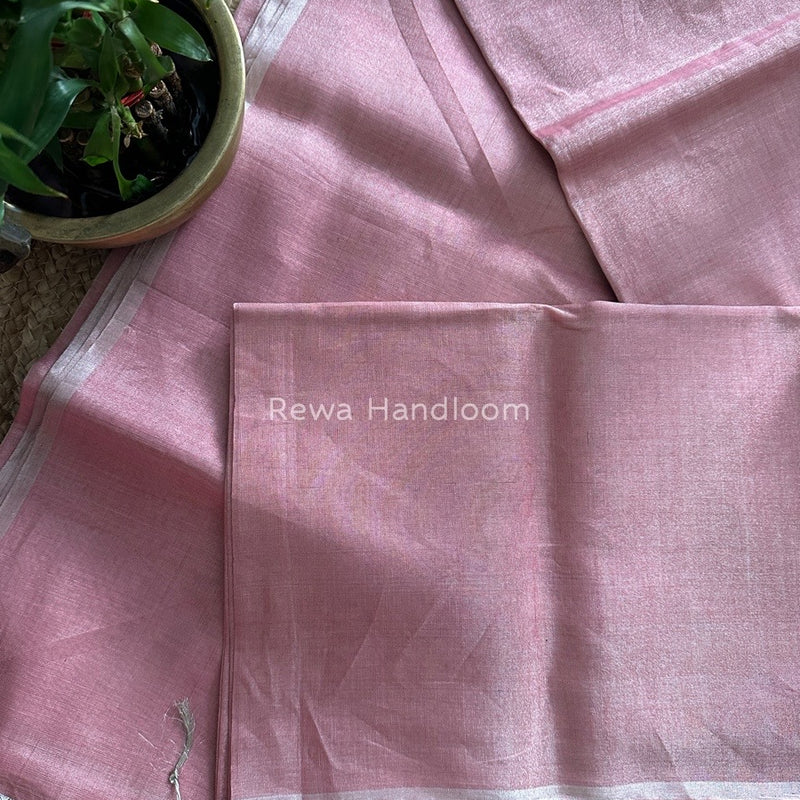 Maheshwari Baby Pink Silver Tissue Saree TSS013