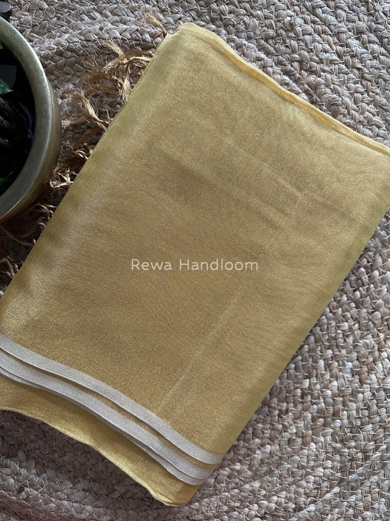 Maheshwari Golden Yellow Silver Tissue Saree TSS012