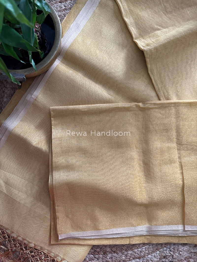 Maheshwari Golden Yellow Silver Tissue Saree TSS012