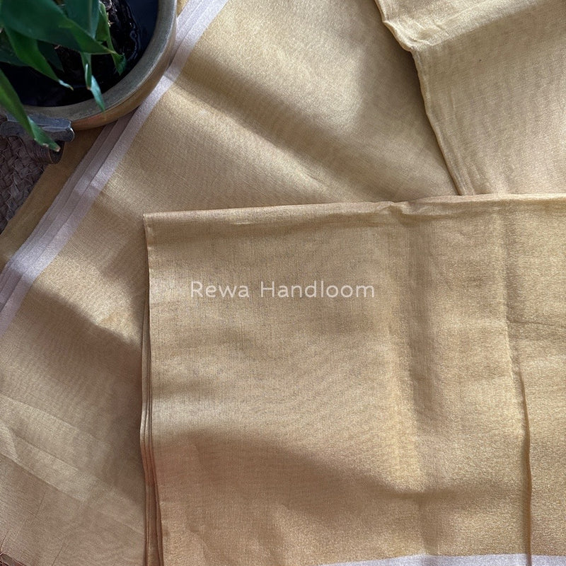 Maheshwari Golden Yellow Silver Tissue Saree TSS012