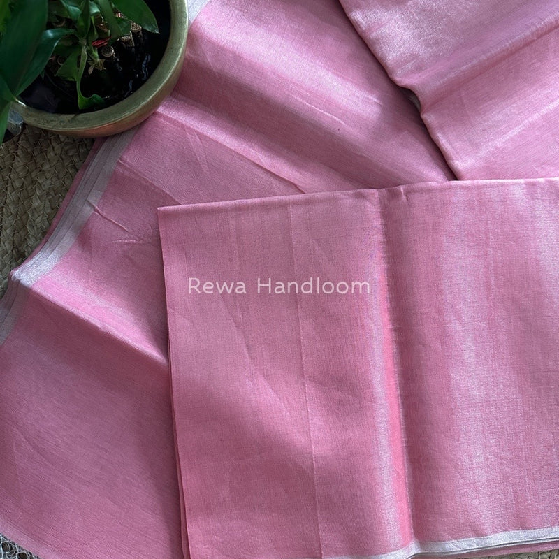 Maheshwari Baby Pink Silver Tissue Saree TSS011
