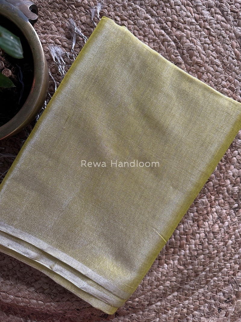 Maheshwari Lemon Yellow Silver Tissue Saree TSS010