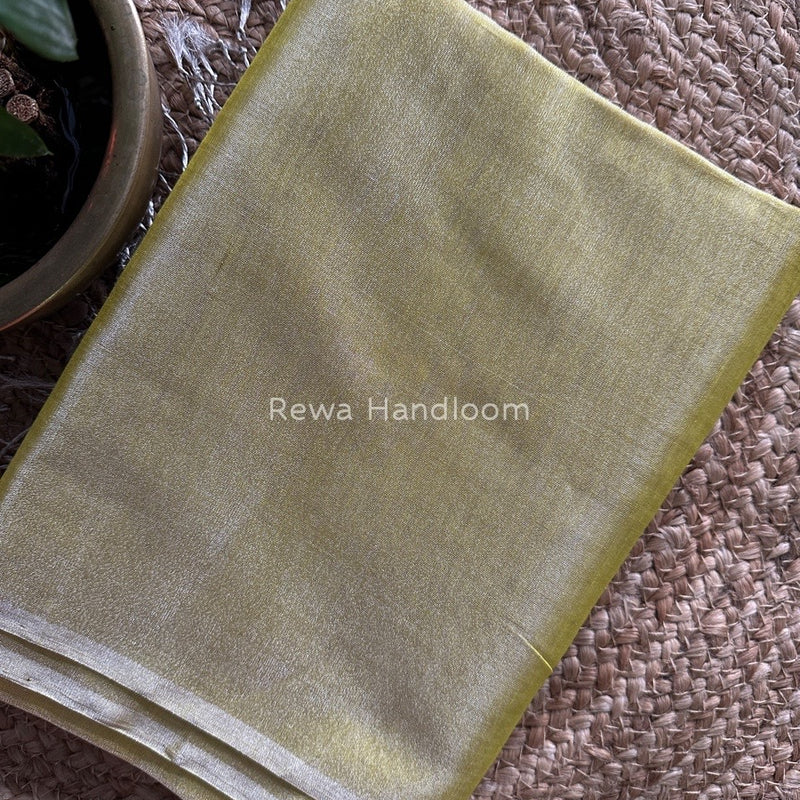 Maheshwari Lemon Yellow Silver Tissue Saree TSS010