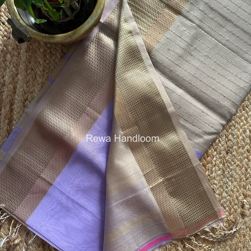 Maheshwari Lavender Resham Thread Border Saree RTS082