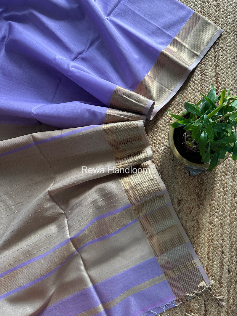 Maheshwari Lavender Resham Thread Border Saree RTS082
