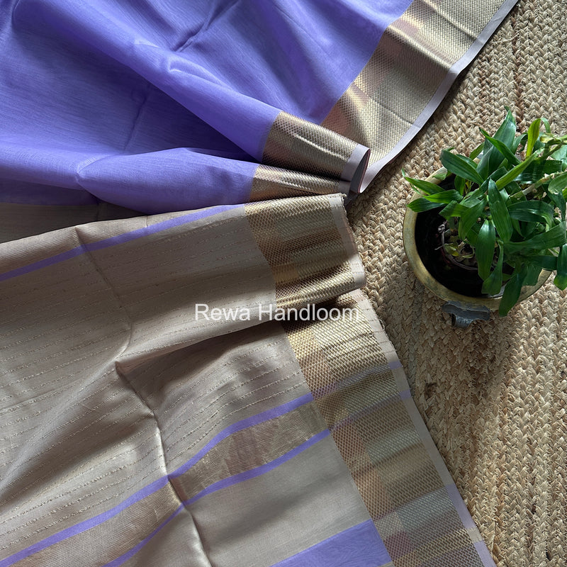 Maheshwari Lavender Resham Thread Border Saree RTS082