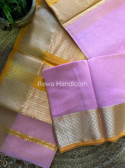 Maheshwari Lavendar Silver Zari Saree SGB19