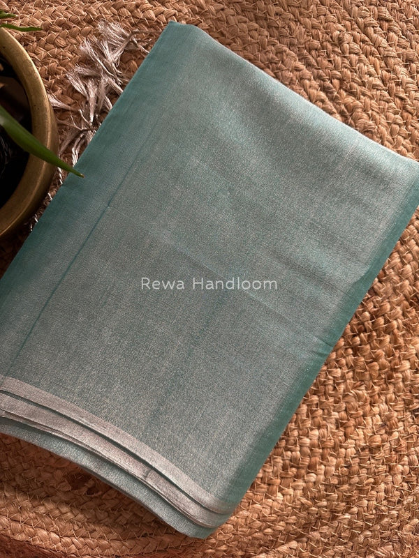 Maheshwari Aqua Green Silver Tissue Saree TSS07