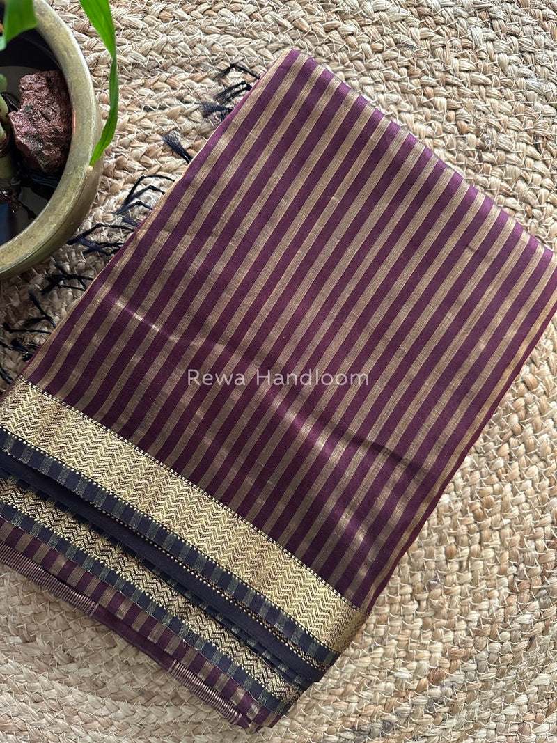 Maheshwari Maroon Tissue Silk Saree TZLS018