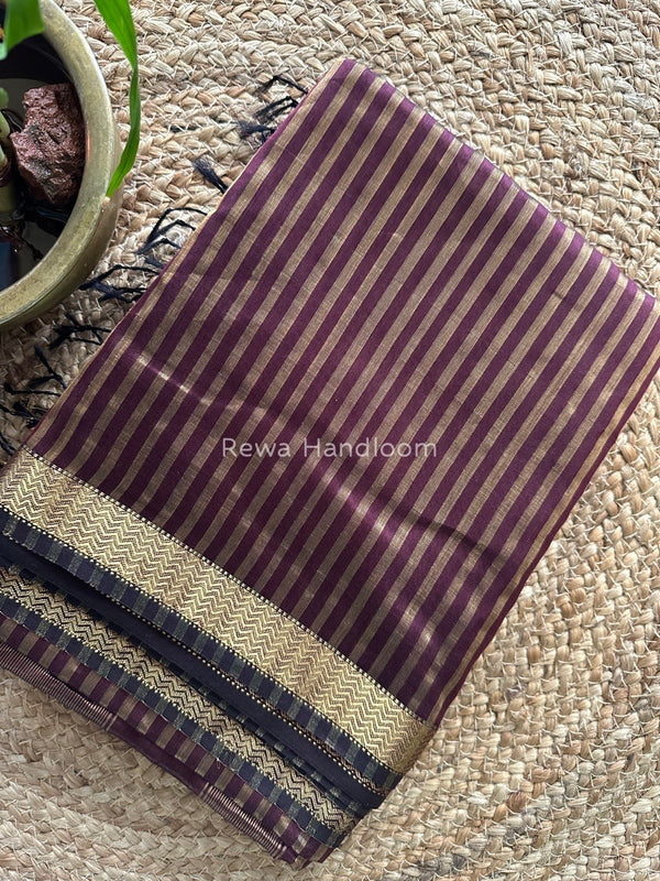 Maheshwari Maroon Tissue Silk Saree TZLS018