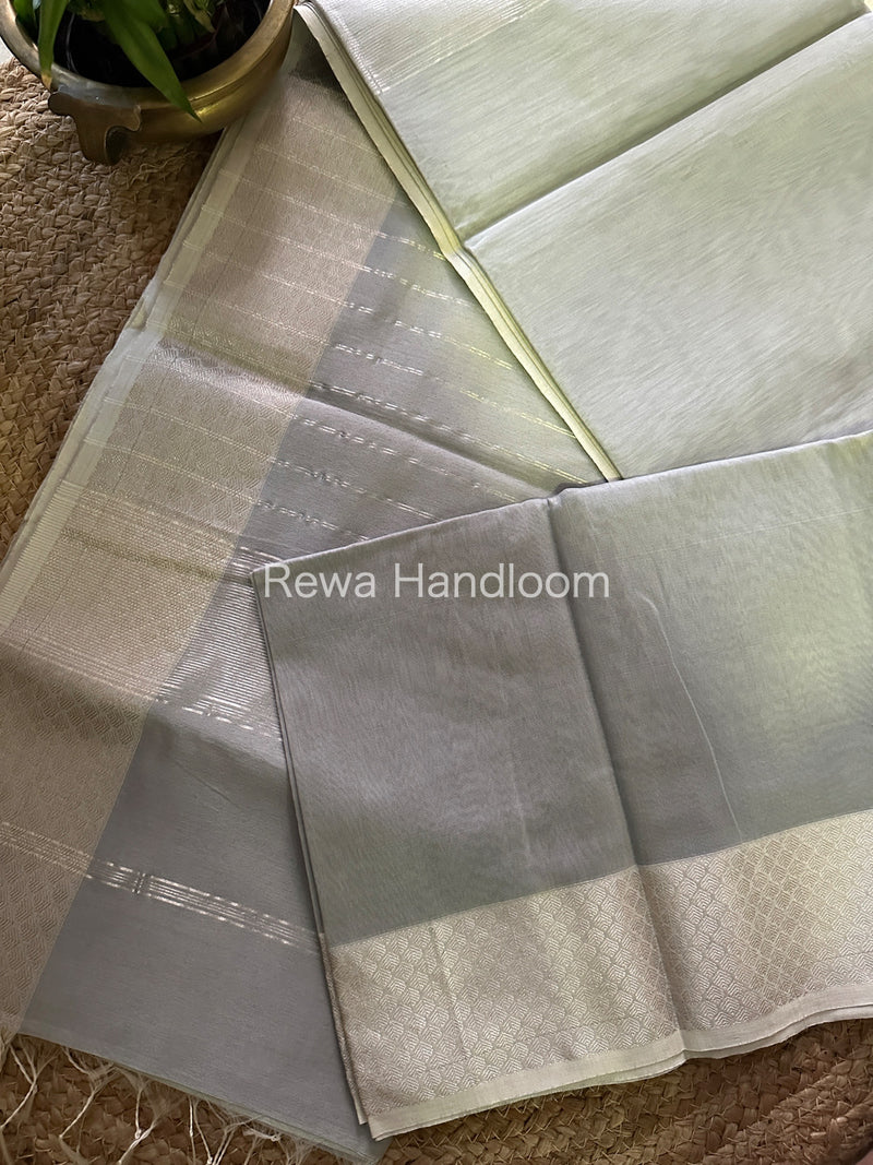 Maheshwari Grey Silver Zari Saree SGB18