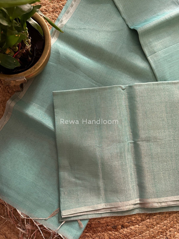 Maheshwari Aqua Green Silver Tissue Saree TSS07