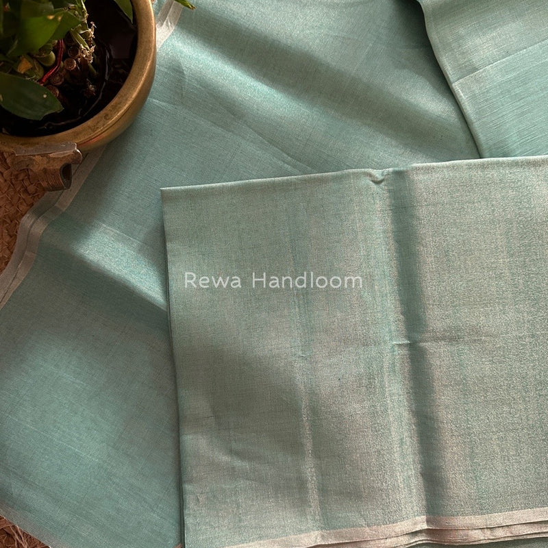 Maheshwari Aqua Green Silver Tissue Saree TSS07
