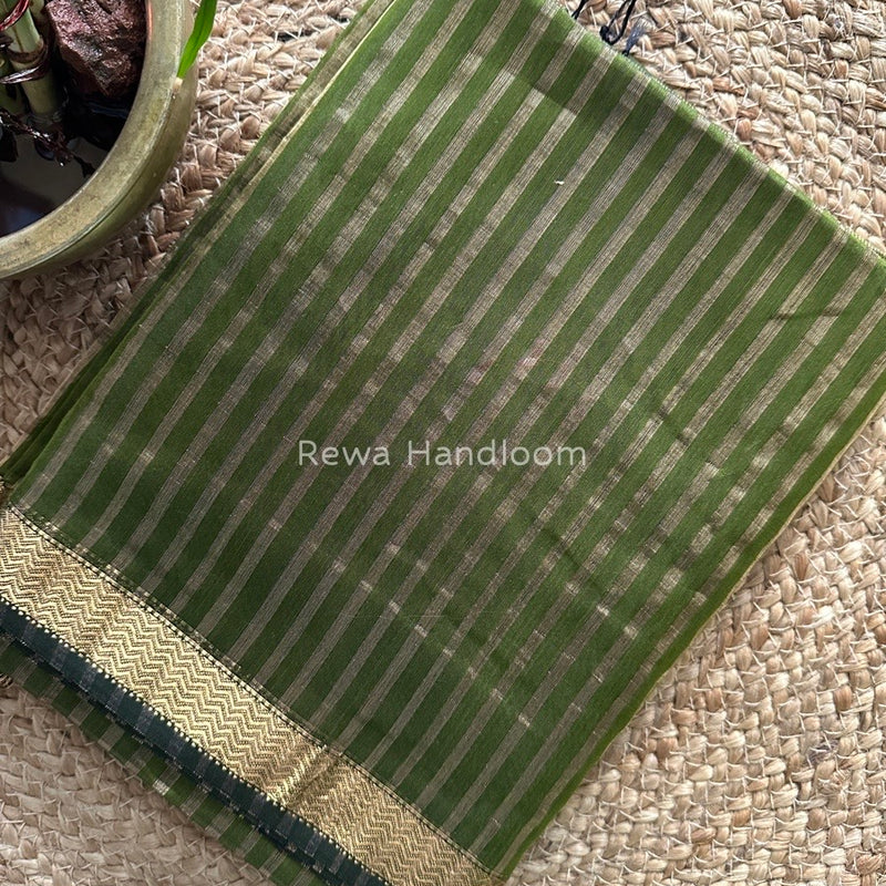 Maheshwari Mehendi Green Tissue Silk Saree TZLS019
