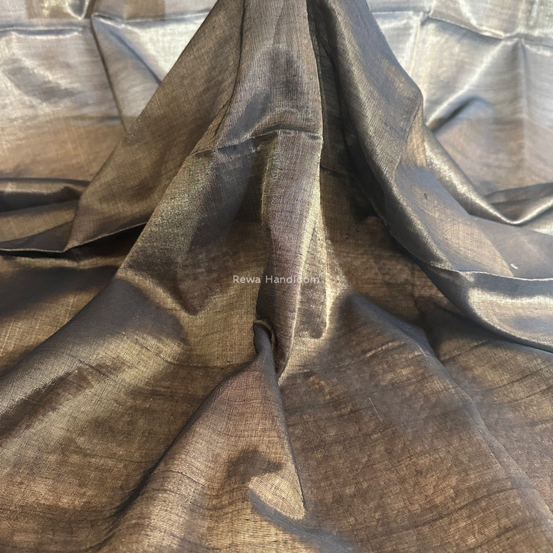 Maheshwari Black Tissue Silk Fabric 2.5 meters Cut - FBT021