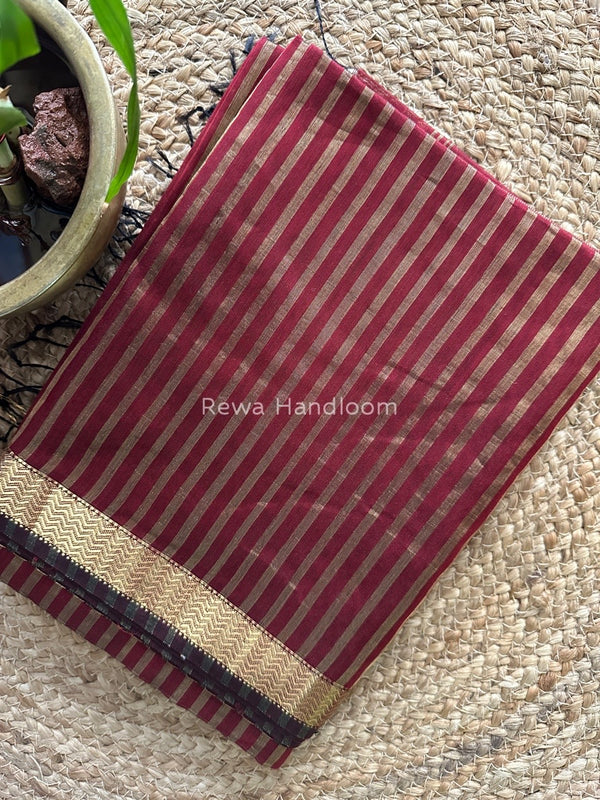 Maheshwari Dark Maroon Tissue Silk Saree TZLS020