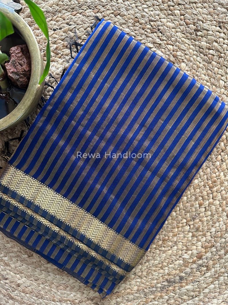 Maheshwari Blue Tissue Silk Saree TZLS021