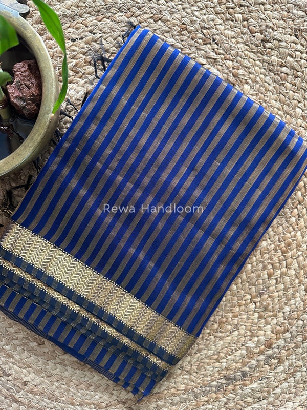 Maheshwari Blue Tissue Silk Saree TZLS021