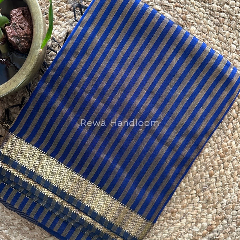 Maheshwari Blue Tissue Silk Saree TZLS021