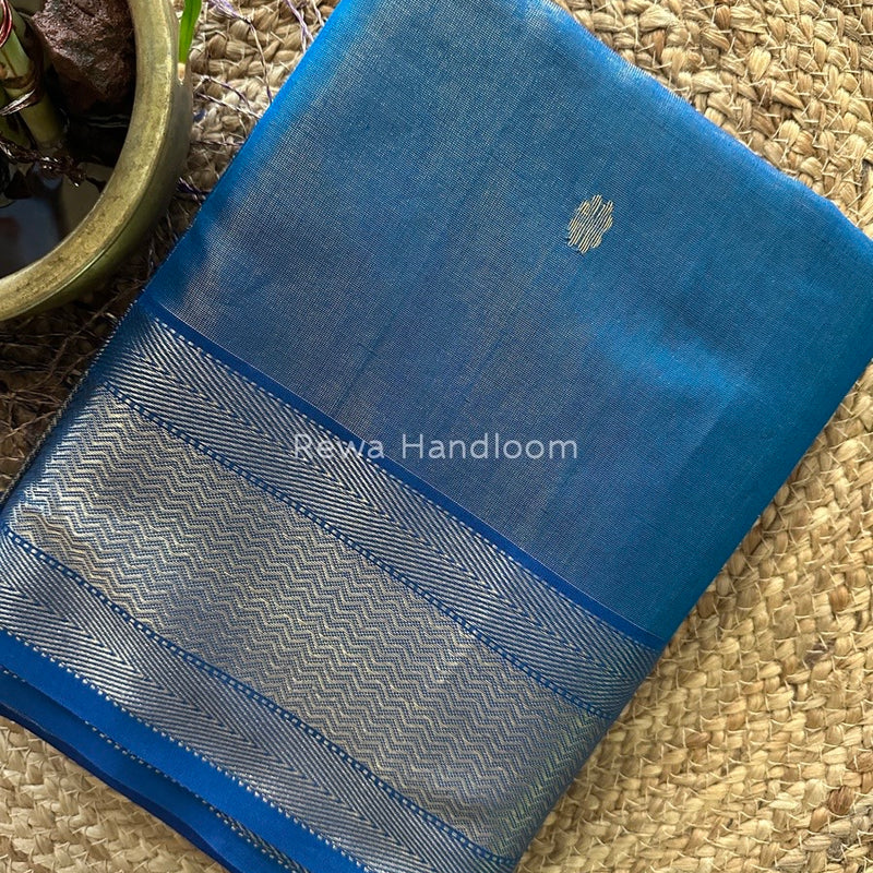 Maheshwari Blue Tissue Butti Saree TBBS069