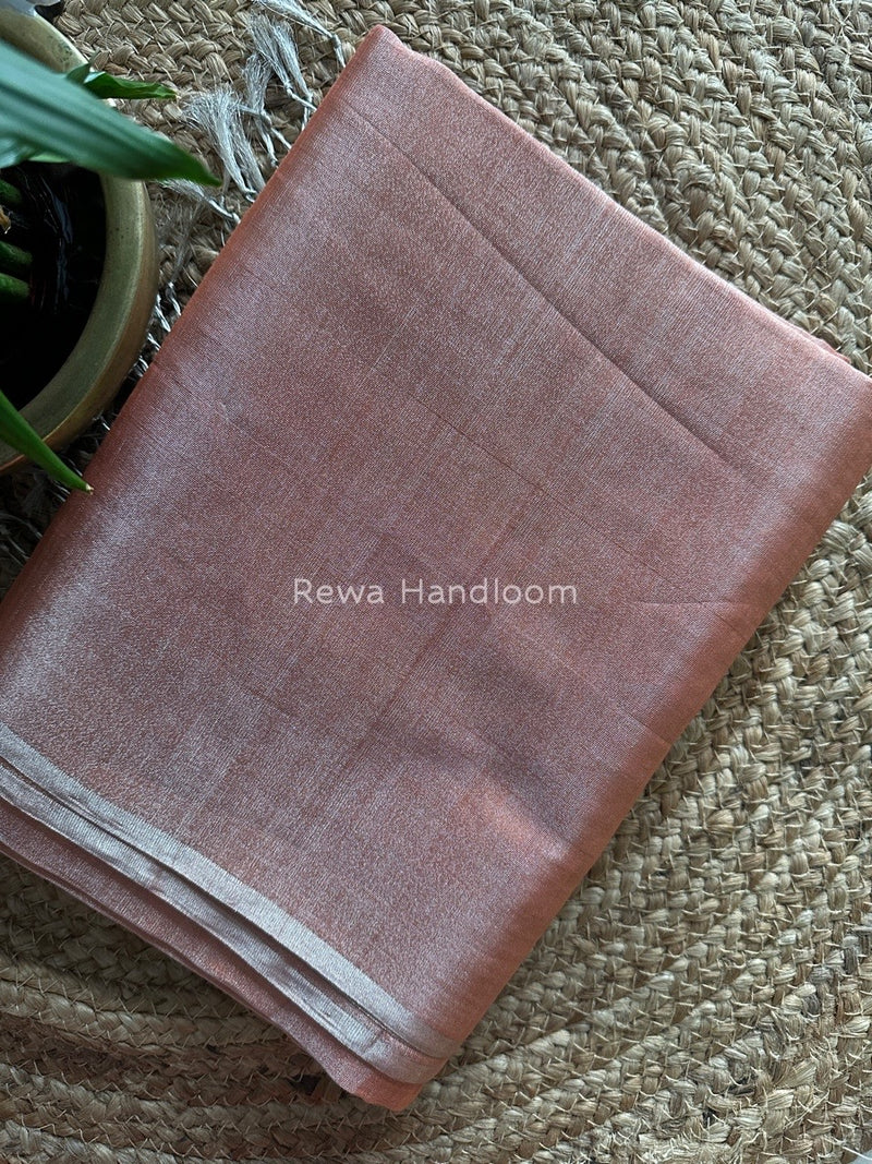 Maheshwari Peach Silver Tissue Saree TSS03